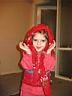 Ekin with the yemeni (coloured cotton handkerchief) gift by Sila Teyze.